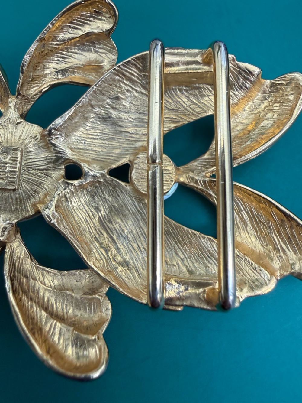 Vintage Mimi Di N Belt Buckle Gold Tone with Pearls Rare Signed 1987 - Picture 6 of 11